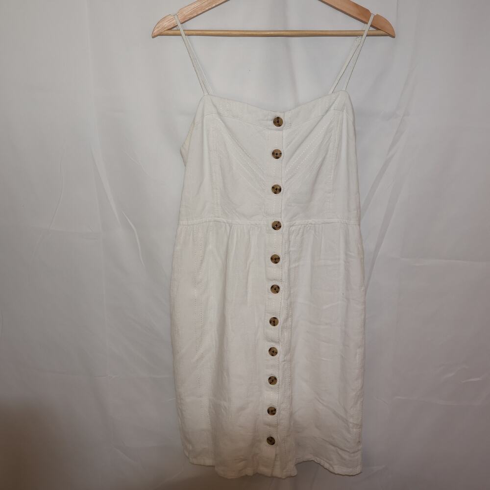 Universal Thread Simple White Cotton Sun Dress Size Large Button Up